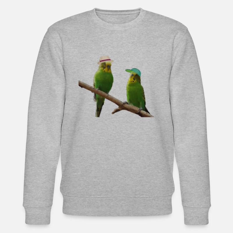 Budgerigar dot pixel - Stanley/Stella CHANGER Unisex Organic Sweatshirt - heather grey