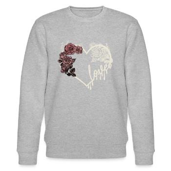 Coeur d’amour design romantique foncé en col. crème - Sweat bio CHANGER Stanley/Stella Unisexe - gris chiné - Devant - Nik (191cm) & Marisol (170cm)