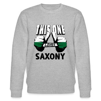 Sachsen Flagge Sächsische Fahne Ossi Urlaub SN - Stanley/Stella Unisex Bio-Sweatshirt CHANGER  - Grau meliert - Vorne - Nik (191cm) & Marisol (170cm)