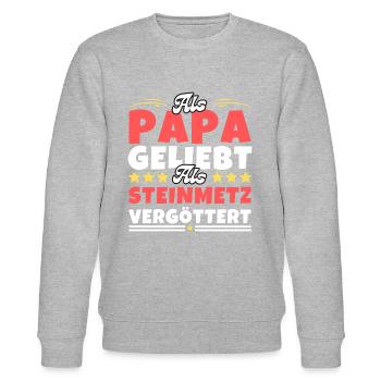 Als Papa geliebt, als Steinmetz vergöttert - Stanley/Stella Unisex Bio-Sweatshirt CHANGER  - Grau meliert - Vorne - Nik (191cm) & Marisol (170cm)