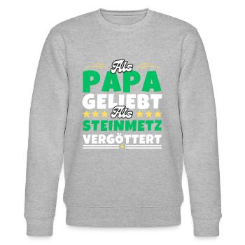 Als Papa geliebt, als Steinmetz vergöttert - Stanley/Stella Unisex Bio-Sweatshirt CHANGER  - Grau meliert - Vorne - Nik (191cm) & Marisol (170cm)