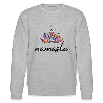 Namaste - Yoga Meditation Begrüßung Zen - Stanley/Stella Unisex Bio-Sweatshirt CHANGER  - Grau meliert - Vorne - Nik (191cm) & Marisol (170cm)