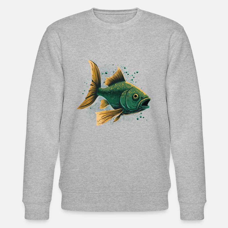 Poisson à bouche ouverte - Sweat bio CHANGER Stanley/Stella Unisexe - gris chiné