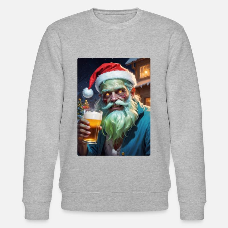 Weihnachten Zombie Bier 1.3 - Stanley/Stella Unisex Bio-Sweatshirt CHANGER  - Grau meliert