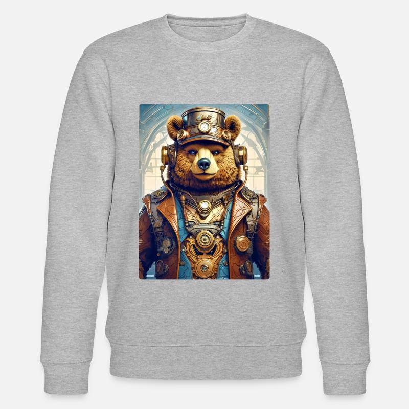 Steampunk Bär 1.8 - Stanley/Stella Unisex Bio-Sweatshirt CHANGER  - Grau meliert