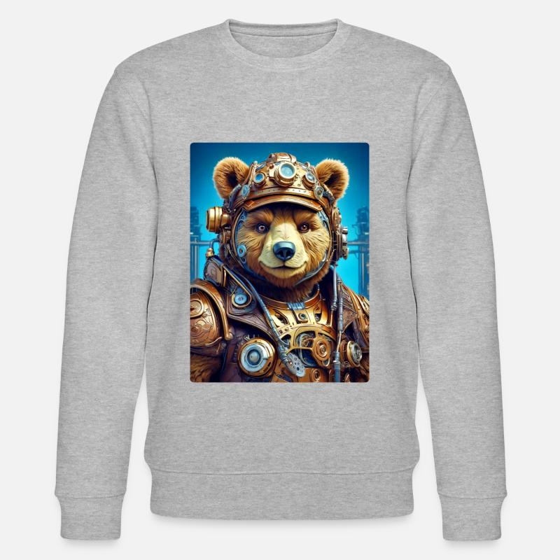 Steampunk Bär 1.1 - Stanley/Stella Unisex Bio-Sweatshirt CHANGER  - Grau meliert