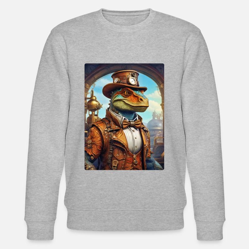 Dino Steampunk 1.1 - Sweat bio CHANGER Stanley/Stella Unisexe - gris chiné