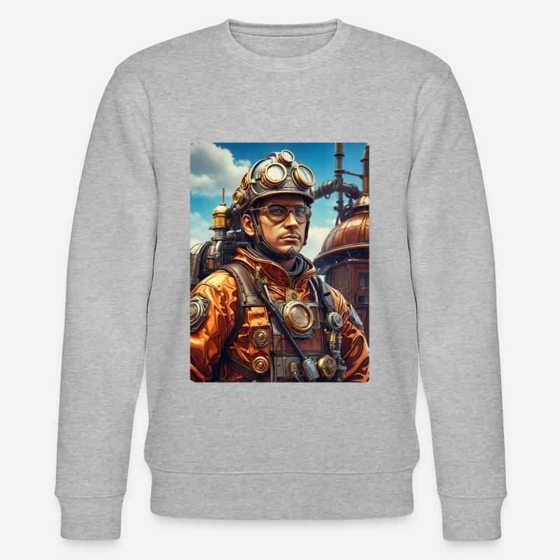 Steampunk Firefighter Man 1.9 - Stanley/Stella Unisex Bio-Sweatshirt CHANGER  - Grau meliert
