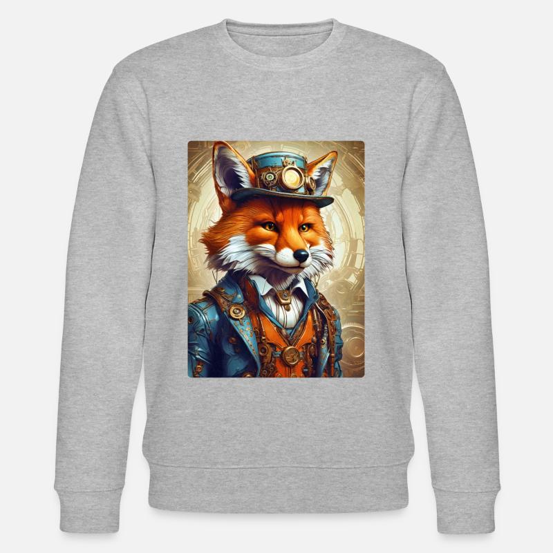 Steampunk Firefighter Fox 1.11 - Stanley/Stella CHANGER Unisex Organic Sweatshirt - heather grey