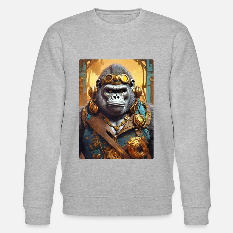 Steampunk Gorilla 1.11 - Stanley/Stella CHANGER Unisex Organic Sweatshirt - heather grey