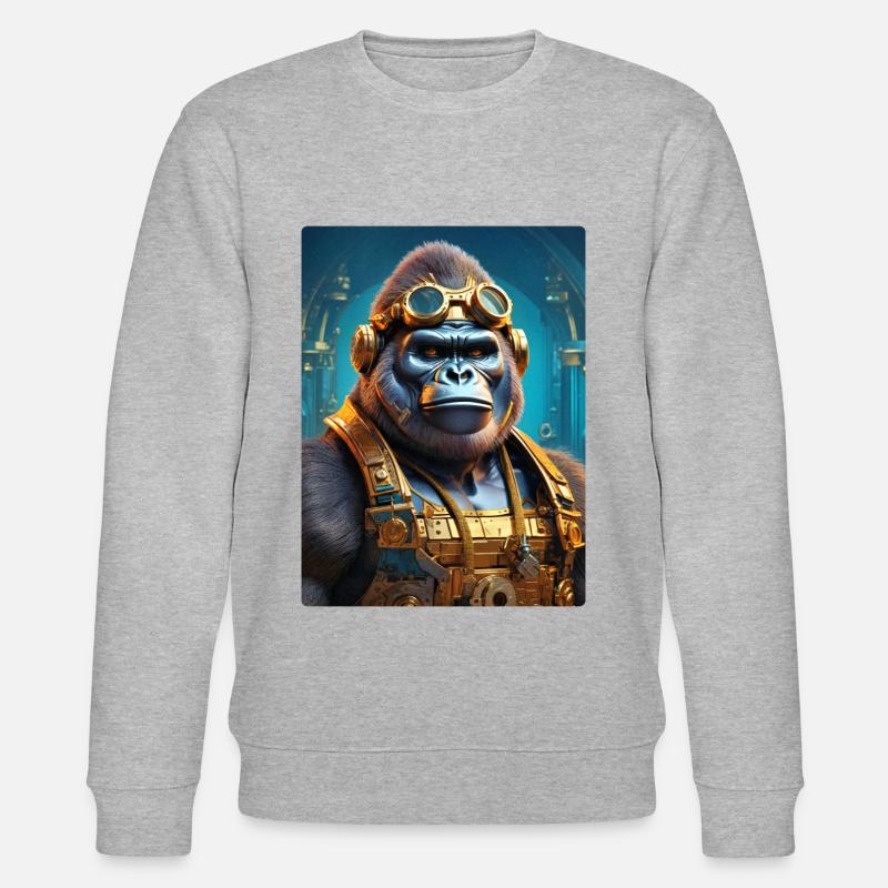 Steampunk Gorilla 1.18 - Stanley/Stella CHANGER Unisex Organic Sweatshirt - heather grey