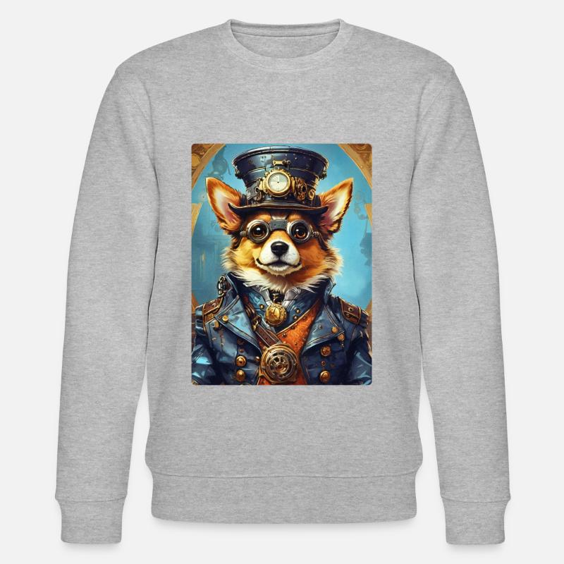 Steampunk Hund 1.8 - Stanley/Stella Unisex Bio-Sweatshirt CHANGER  - Grau meliert