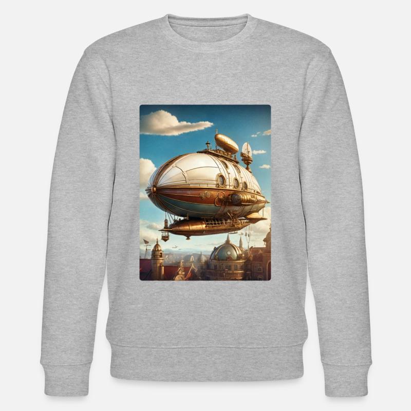 Steampunk Luftschiff 1.9 - Stanley/Stella Unisex Bio-Sweatshirt CHANGER - Grau meliert