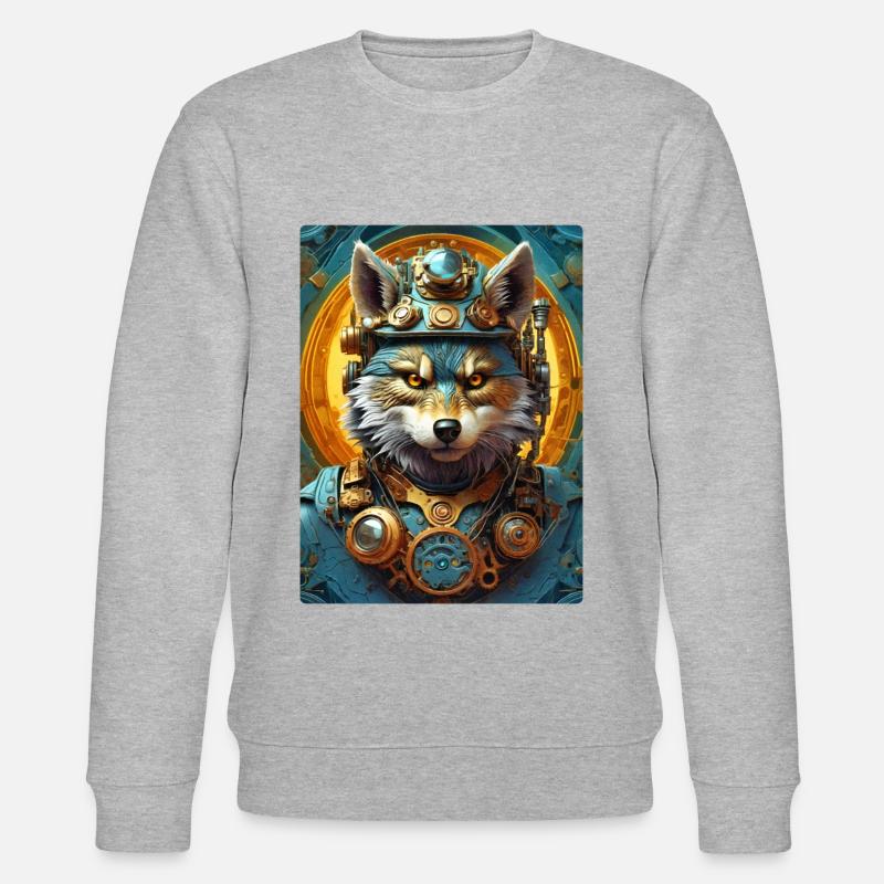 Steampunk Wolf 1.1 - Stanley/Stella Unisex Bio-Sweatshirt CHANGER - Grau meliert