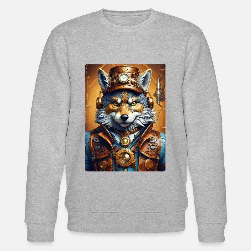 Steampunk Wolf 1.7 - Stanley/Stella Unisex Bio-Sweatshirt CHANGER  - Grau meliert
