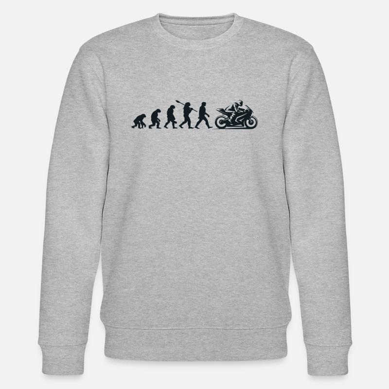 Darwin Evolution für Motorradfahrer 🏍️ - Stanley/Stella Unisex Bio-Sweatshirt CHANGER  - Grau meliert