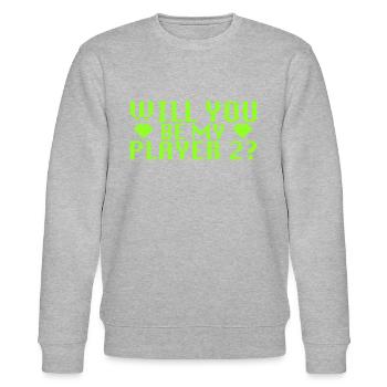 WILL YOU MARRY ME - PLAYER 2 - ANTRAG - HEIRATEN - Stanley/Stella Unisex Bio-Sweatshirt CHANGER  - Grau meliert - Vorne - Nik (191cm) & Marisol (170cm)