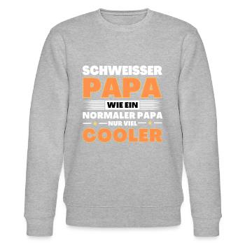 Schweißer Papa wie ein normaler nur viel cooler - Stanley/Stella Unisex Bio-Sweatshirt CHANGER  - Grau meliert - Vorne - Nik (191cm) & Marisol (170cm)