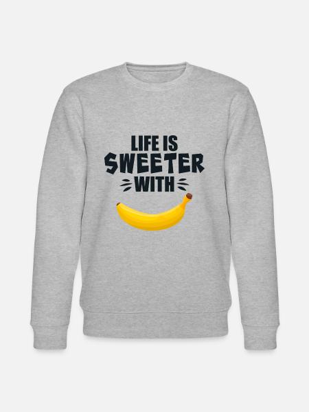 Life Is Sweeter With Banana - Stanley/Stella CHANGER Unisex Organic Sweatshirt - heather grey