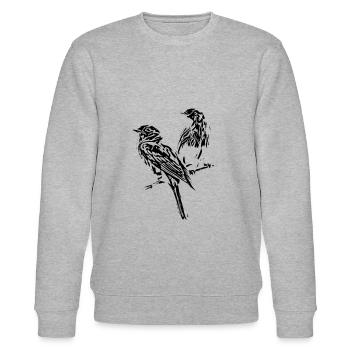 Oiseaux - Sweat bio CHANGER Stanley/Stella Unisexe - gris chiné - Devant - Nik (191cm) & Marisol (170cm)