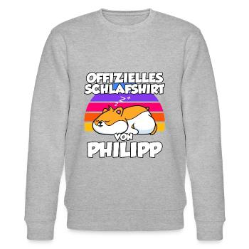 Offizielles Schlafshirt Von Philipp - Stanley/Stella Unisex Bio-Sweatshirt CHANGER  - Grau meliert - Vorne - Nik (191cm) & Marisol (170cm)