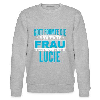 Lucie Name Design - Stanley/Stella CHANGER Unisex Organic Sweatshirt - heather grey - Front - Nik (191cm) & Marisol (170cm)