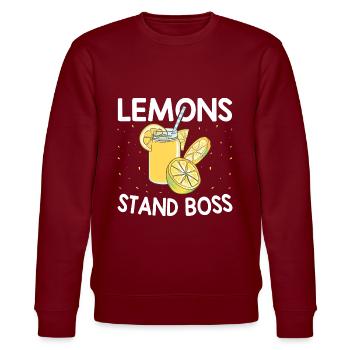 Lemonade Stand Boss Funny Lemon Juice Fruit - Stanley/Stella CHANGER Unisex Organic Sweatshirt - burgundy - Front - Nik (191cm) & Marisol (170cm)