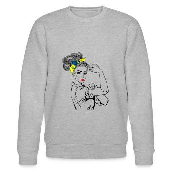 Ukraine Girl Unstoppable - Stanley/Stella Unisex Bio-Sweatshirt CHANGER  - Grau meliert - Vorne - Nik (191cm) & Marisol (170cm)