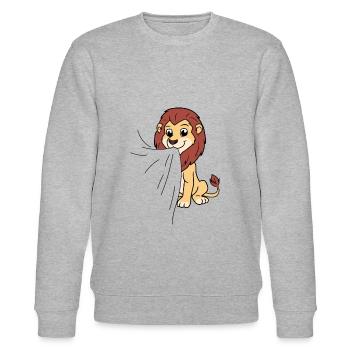 Lion eats fabric - Stanley/Stella CHANGER Unisex Organic Sweatshirt - heather grey - Front - Nik (191cm) & Marisol (170cm)