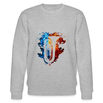 Tuba Rot Blau Feuer Musikinstrument - Stanley/Stella Unisex Bio-Sweatshirt CHANGER  - Grau meliert - Vorne - Nik (191cm) & Marisol (170cm)