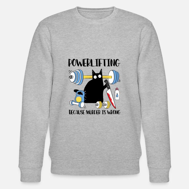 Powerlifting Because Murder Is Wrong Katze - Stanley/Stella Unisex Bio-Sweatshirt CHANGER - Grau meliert