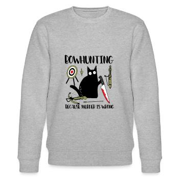 Bowhunting Because Murder Is Wrong Black Cat - Stanley/Stella CHANGER Unisex Organic Sweatshirt - heather grey - Front - Nik (191cm) & Marisol (170cm)
