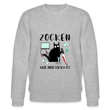 Zocken Weil Mord Falsch Ist Gamer Zocken Gaming - Stanley/Stella Unisex Bio-Sweatshirt CHANGER  - Grau meliert - Vorne - Nik (191cm) & Marisol (170cm)