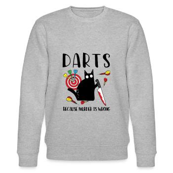 Darts Because Murder Is Wrong Katze Messer - Stanley/Stella Unisex Bio-Sweatshirt CHANGER  - Grau meliert - Vorne - Nik (191cm) & Marisol (170cm)
