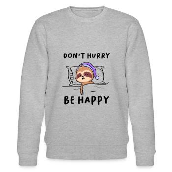 Dont Hurry Be Happy Sloth Sleep Shirt Nightgown - Stanley/Stella CHANGER Unisex Organic Sweatshirt - heather grey - Front - Nik (191cm) & Marisol (170cm)