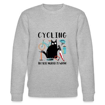 Faire du vélo parce que le meurtre est un mauvais chat noir - Sweat bio CHANGER Stanley/Stella Unisexe - gris chiné - Devant - Nik (191cm) & Marisol (170cm)