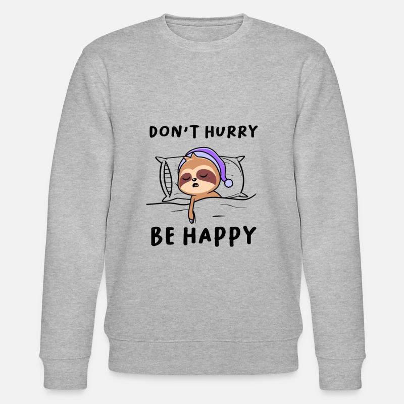 Dont Hurry Be Happy Faultier - Stanley/Stella Unisex Bio-Sweatshirt CHANGER  - Grau meliert