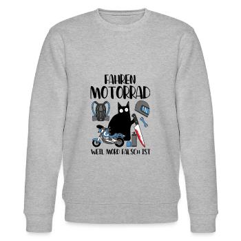 Motorrad Fahren Weil Mord Falsch Ist - Stanley/Stella Unisex Bio-Sweatshirt CHANGER  - Grau meliert - Vorne - Nik (191cm) & Marisol (170cm)