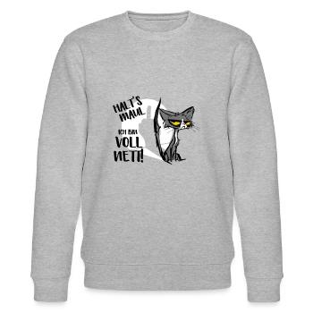 Halts Maul Ich Bin Voll Nett Katze - Stanley/Stella Unisex Bio-Sweatshirt CHANGER  - Grau meliert - Vorne - Nik (191cm) & Marisol (170cm)