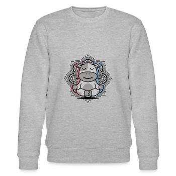 Yoga Rind Mandala Lotusblume Meditation Kuh - Stanley/Stella Unisex Bio-Sweatshirt CHANGER  - Grau meliert - Vorne - Nik (191cm) & Marisol (170cm)