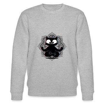 Namaste Yoga Crazy Cat Mandala Lotus - Stanley/Stella CHANGER Unisex Organic Sweatshirt - heather grey - Front - Nik (191cm) & Marisol (170cm)