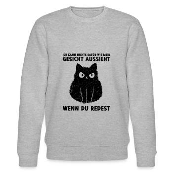 Kann nichts dafür wie mein Gesicht aussieht - Stanley/Stella Unisex Bio-Sweatshirt CHANGER  - Grau meliert - Vorne - Nik (191cm) & Marisol (170cm)