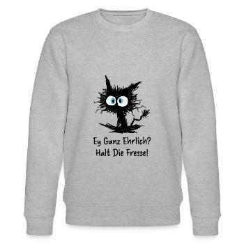 Ey ganz ehrlich? Halt die Fresse - Stanley/Stella Unisex Bio-Sweatshirt CHANGER  - Grau meliert - Vorne - Nik (191cm) & Marisol (170cm)