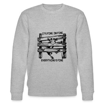 It's Fine I'm Fine Everything Is Fine Cow - Stanley/Stella Unisex Bio-Sweatshirt CHANGER  - Grau meliert - Vorne - Nik (191cm) & Marisol (170cm)