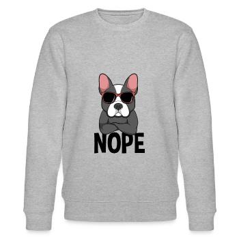 Nope French Bulldog Dog Nope - Stanley/Stella Unisex Bio-Sweatshirt CHANGER  - Grau meliert - Vorne - Nik (191cm) & Marisol (170cm)