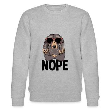 Nope Dachshund Dog Nö Einfach Nö - Stanley/Stella CHANGER Unisex Organic Sweatshirt - heather grey - Front - Nik (191cm) & Marisol (170cm)