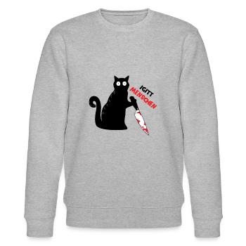 Igitt Menschen Katze Introvertiert - Stanley/Stella Unisex Bio-Sweatshirt CHANGER  - Grau meliert - Vorne - Nik (191cm) & Marisol (170cm)