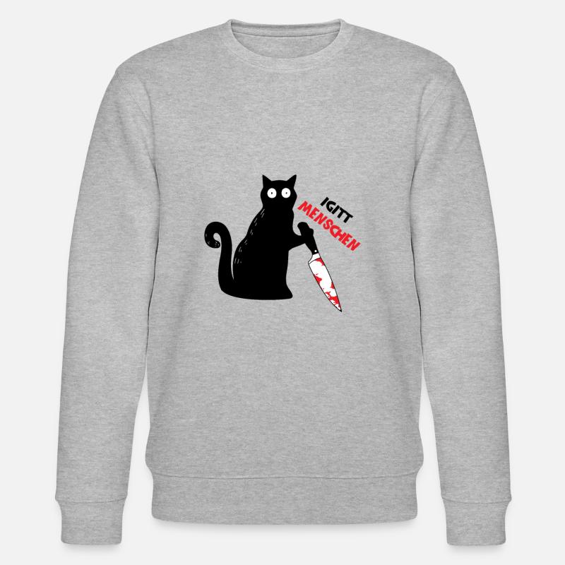 Igitt Menschen Katze Introvertiert - Stanley/Stella Unisex Bio-Sweatshirt CHANGER  - Grau meliert