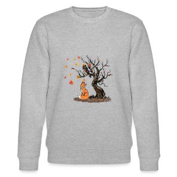 Renard et hibou sur l’arbre - Sweat bio CHANGER Stanley/Stella Unisexe - gris chiné - Devant - Nik (191cm) & Marisol (170cm)