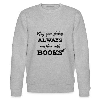 0040 Immer volle Bücherregale | Bücherstapel - Stanley/Stella Unisex Bio-Sweatshirt CHANGER  - Grau meliert - Vorne - Nik (191cm) & Marisol (170cm)